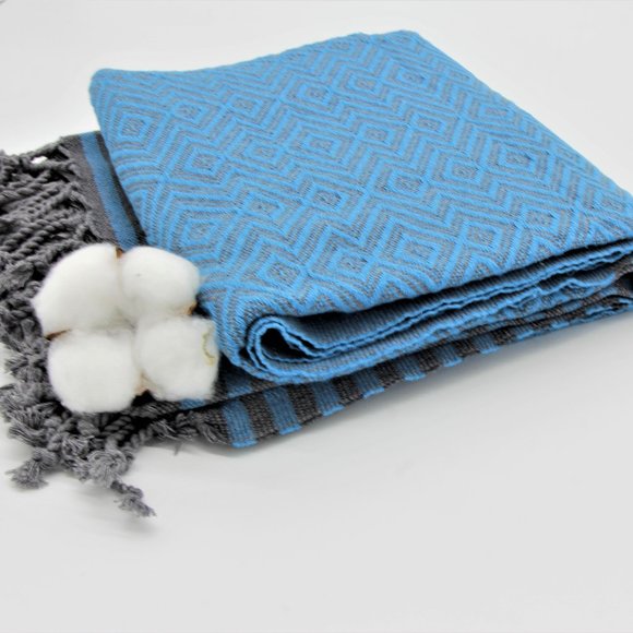 Bath Turkish Towel / Pool Beach Multipurpose Peshtemal Blue - Picture 2 of 9